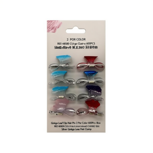 Fermaglio per capelli a forma di foglia di ginkgo, 2 pezzi per colore, 600 pz in scatola, fermaglio per capelli a foglia di ginkgo color argento - Product Image 2