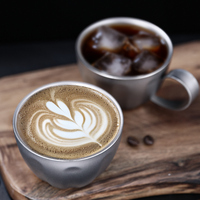 Mug Tumpuk Berinsulasi Dinding Ganda Titanium Ringan 450 ml Vakum Terisolasi untuk Kopi & Teh, Cangkir Siap Pakai 150ml/5.07oz