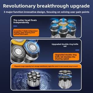 Komingdon Afeitadora Eléctrica Giratoria Recargable de 7 Cuchillas para Cabeza Calva con Pantalla LED, Máquina de Afeitar Impermeable para Uso en Húmedo y Seco para Hombres - Product Image 2
