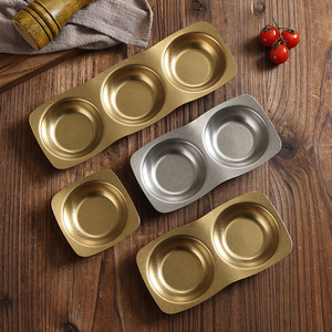Vintage 304 Stainless Steel Condiment Dish Set 1 2 3 Compartment For <b>BBQ</b> Serving Solid Color Corrosion Resistance - Product Image 3
