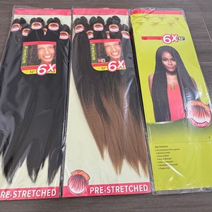 Cheveux synthétiques africains en fibre, 52 pouces, 420g, texture Yaki 6X, pré-étirés pour tresses, fixation à l'eau chaude, toucher léger et doux – Vente chaude - Product Image 3