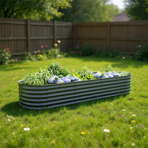 Jardinera Elevada de Acero Galvanizado Plateada D0100HE73YW para Plantación en Exteriores - Product Image 2