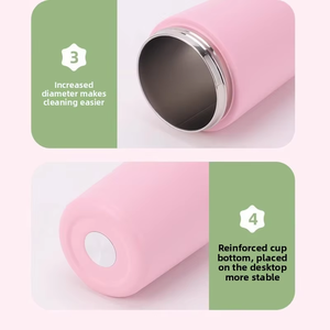 Bouteille d'eau isotherme mini 12oz couleur macaron, personnalisable avec logo, en acier inoxydable 304 à double paroi sous vide avec couvercle à paille - Product Image 5