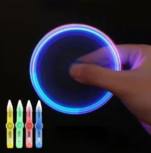 Vingertop Gyro Balpen Kid Relief Druk Geschenken 3 In 1 Licht Custom Pen Logo Zaklamp Spinning Leds pen Bal