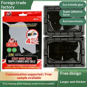 กับดักหนูแบบกาวเหลวพลาสติกสำหรับส่งออกต่างประเทศ กาวเหนียวแน่น ดักรังหนู 4 ชิ้น ขนาดเล็ก แผ่นกาวสีดำ - Product Image 5