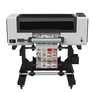 Tamaño A3 3 piezas cabezales de impresión UV rollo a rollo impresora pegatina de vidrio UV inkjet máquina de impresión de etiquetas digitales