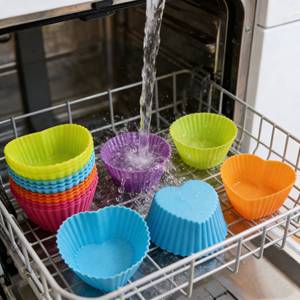 Moules en silicone antiadhésifs en forme de cœur, réutilisables, pour cupcakes et muffins, outils de pâtisserie, doublures pour gâteaux - Product Image 3