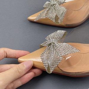 Sandales transparentes à nœud en strass, escarpins en PVC, chaussures 2025, talons transparents pour femmes - Product Image 3