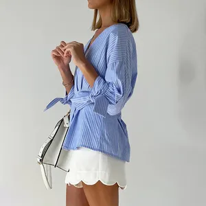 New cotton girls casual, shirt cardigan thin style tops for women fashion long sleeve shirts lapel button linen blouse/