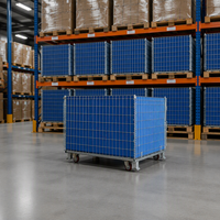 Caisse de rangement en treillis métallique galvanisé empilable avec roues pour usage industriel