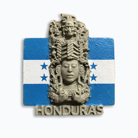 Aimants de réfrigérateur en émail personnalisés en gros du Honduras, motif perroquet et ruines maya, qualité usine SEDEX, aimant drapeau du Honduras pour boutiques de souvenirs