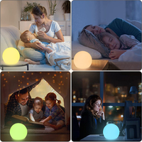 Boule lumineuse LED rechargeable de 20 cm, blanche, pour intérieur et extérieur, 16 couleurs RVB changeantes, fonctions de gradation, IP65, télécommande, 8 à 12 heures