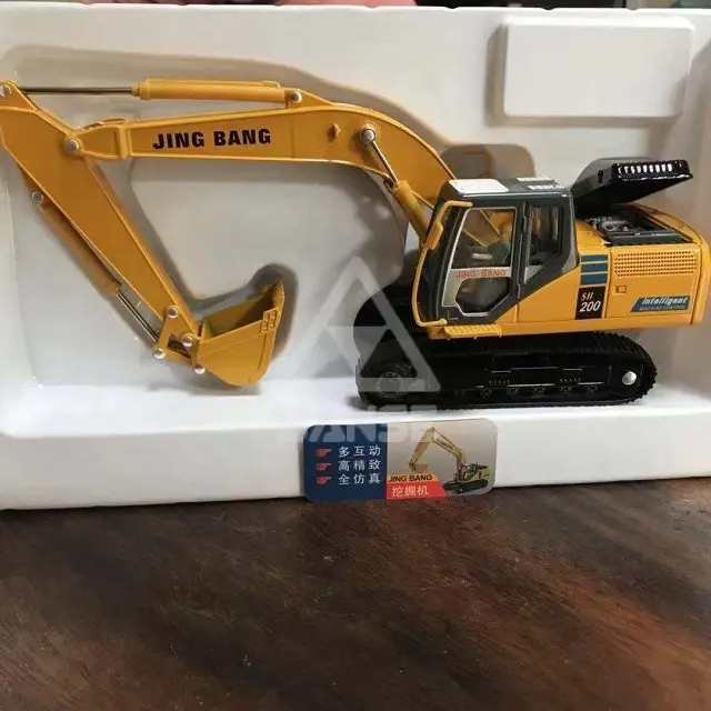 Excavadora a la venta para niños, modelo de mini excavadora, pista de goma, coche para SH200 fundido a presión 1:50, decoración, juguetes educativos