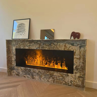Chimenea de vapor de agua con decoración de madera interior de estilo europeo moderna, chimenea de Vapor Eléctrica Inteligente con llama de 64 colores