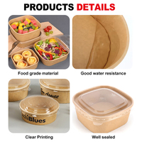 Bol en papier kraft vert avec couvercle, compatible cuisinière à induction, qualité alimentaire pour salades, collations, bonbons, hamburgers, biscuits - Offre d'échantillon