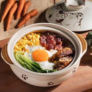 セラミックキャセロール手作り調理器具お粥ポット耐性 & 家庭用ふた付き - Product Image 4