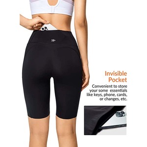 Pantalones cortos de motorista de alta calidad para mujer, mallas con bolsillos de cintura alta, Control de barriga, absorción de humedad, venta al por mayor, OEM - Product Image 3