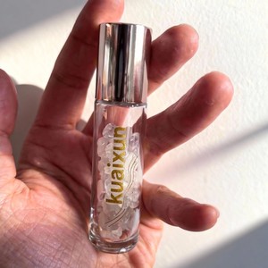 Pequeño frasco roll-on de lujo de 5ml 10ml de vidrio transparente rosa con bola de <span class=keywords><strong>piedras</strong></span> preciosas para perfume y aceites esenciales de 10ml - Product Image 1