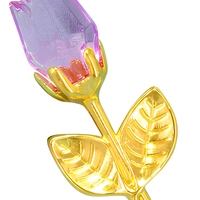Ornement de fleur sculpté et gravé de style minimaliste moderne en cristal rose de la marque Hongshun, décoration de mariage, cadeau de la Saint-Valentin, emballé dans une boîte