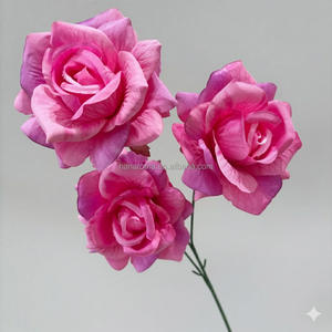 Оптовые искусственные цветы: розы, пионы, гортензии из шелка цвета розового фуксии для свадеб, кусты фуксии из шелка для домашнего декора - Product Image 2