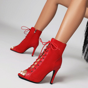 Stivali da Donna più Venduti per Balli Latini Tacco 9.5cm in Pelle Scamosciata Nera per <span class=keywords><strong>Ballo</strong></span> da Sala Jazz Danza Moderna e Feste - Product Image 6