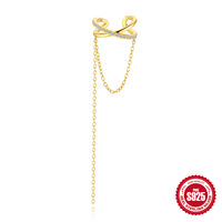 Glowluxe Infinity Twist Ear Cuff Chain Tassel Cubic Zirconia Ear Bone Clip 925 Sterling Silver Gold Plated Jewelry Wholesale