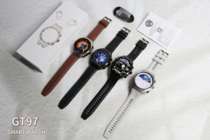 <span class=keywords><strong>Reloj</strong></span> <span class=keywords><strong>Inteligente</strong></span> con Pantalla AMOLED GT97 de 1.53 Pulgadas, 2 en 1, Correa de Cuero, Monitor de Sueño, Despertador, Resistente al Agua IP67, el Más Popular - Product Image 5