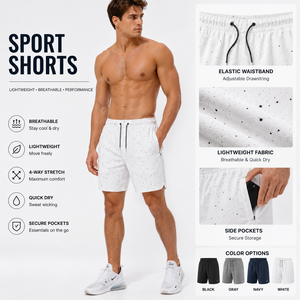 <b>Short</b> De Sport Homme Lightweight Quick Dry 4 Way Stretch Running Gym Training <b>Shorts</b> <b>Zip</b> <b>Pockets</b> Custom Logo Activewear - Product Image 1