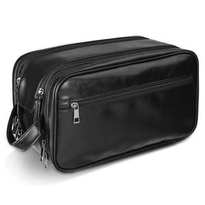 Sac de toilette de voyage en cuir personnalisé, sac de voyage cosmétique, sacs de rasage pour hommes - Product Image 1