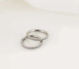 Nhẫn khuyên mũi Titanium zircon trong suốt Poennis Astm F136, kích thước 6 8 10mm, kiểu <span class=keywords><strong>clicker</strong></span>, dành cho nữ và nam - Product Image 4