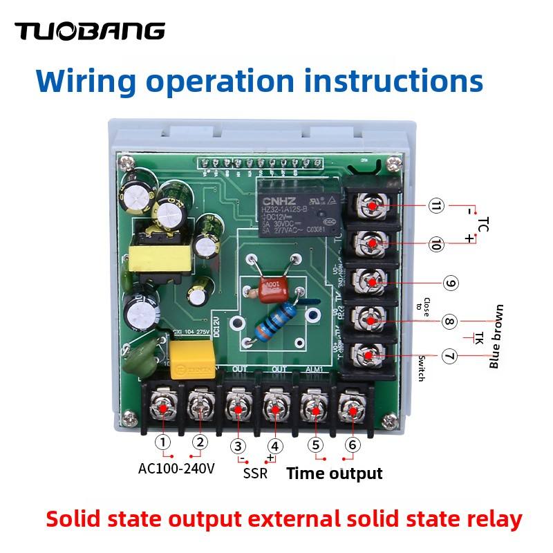 220V Digital Control Box Temperature Controller Timer for Hot Press Stamping Machine K-type Manual/Automatic Plastic 30A Relay