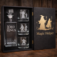 Juego de Regalo de Decantador de Whisky de Cristal con Logotipo Personalizado, con Vasos de Whisky para Bodas, Aniversarios y Promociones