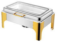 Offre Spéciale Luxe 9L Or Acier Inoxydable Chaufferette à Alcool Plateau Intérieur Ensemble Traiteur Plat Chauffe-Plat de Mariage Buffet Serveur Hôtels Service Alimentaire