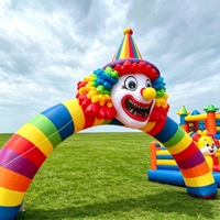 Arche de bienvenue gonflable colorée en forme de clown pour fête de cirque et entrée de carnaval