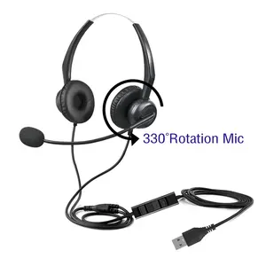 T52 OEM headset pusat panggilan Audio Casque berkabel USB kualitas tinggi Headphone pembatalan suara dengan mikrofon untuk komunikasi