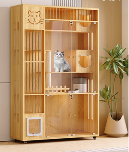 Gabinete para Gatos Tres en Uno de Madera Maciza Moderna y Lujosa, Casa para Gatos + Almacenamiento + Rascador en Uno - Product Image 1