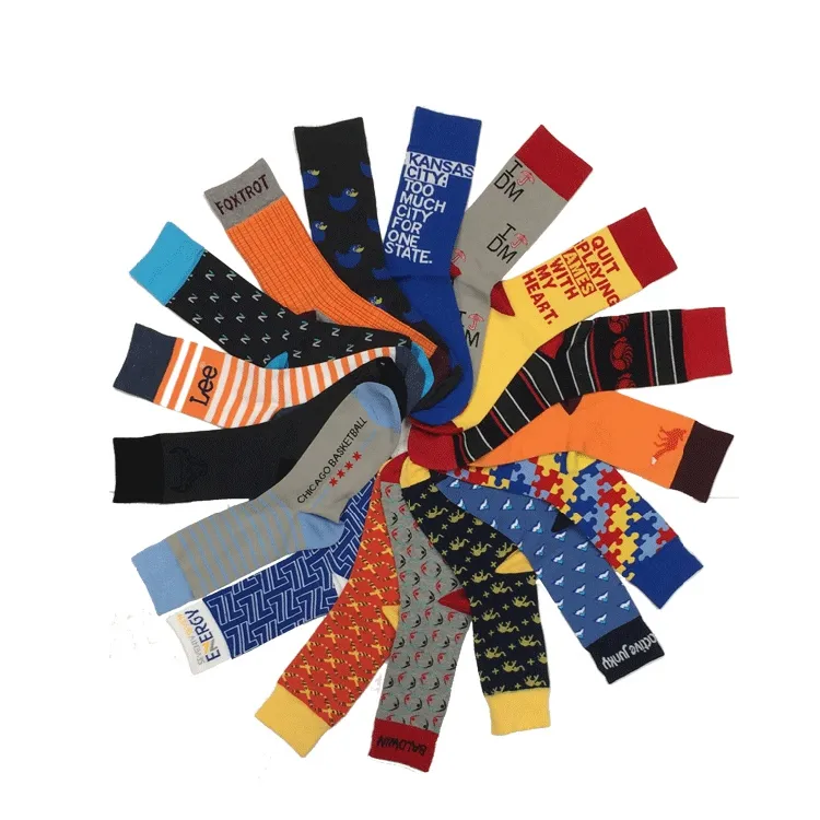 FY-N1136 men crew custom design cotton sock custom logo crew socks stock lot