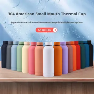 Botella de Boca Pequeña Americana de Acero Inoxidable de Doble Capa 304, Vaso de Pintura de Goma, Portátil para Exteriores, Automóvil, Deportes, Sin Aislamiento Térmico - Product Image 3