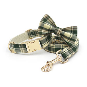 Tiktok Followers Pet ultimo 2025 simpatico cane guinzaglio viola e verde con fibbia in metallo Plaid collare per cani in cotone papillon per cani - Product Image 3