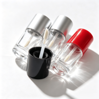 Vente en gros de tubes de gloss à lèvres ronds de 10 ml avec applicateur, boîte et logo, bouchon argenté, noir, rouge, flacon de gloss à lèvres