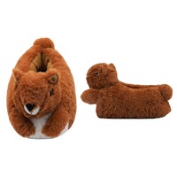 Pantoufles en peluche douces et moelleuses en forme d'écureuil de dessin animé pour enfants, vente en gros