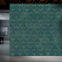 Papier Peint Mural Géométrique Vintage Vert Teal & Or, Décoration Murale Artistique pour Salon et Bar, Résistant aux Rayures et à la Décoloration