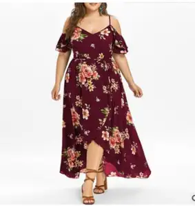Vestido de playa bohemios con tiras de espagueti pará cinturon de hombro mujer con con estampado Floral frio Wipalo talla grande
