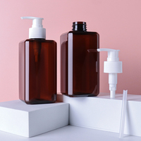 Vente flash : flacon pompe carré en plastique brun de 300 ml pour shampoing, lotion et gel douche, emballage cosmétique rechargeable