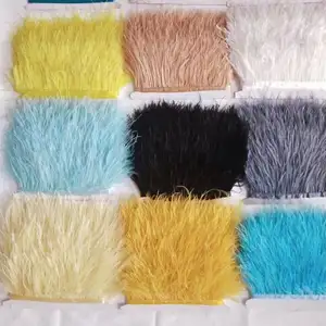 Hiasan Bulu Burung Unta Warna-warni untuk Rok/Gaun/Kostum Potongan Bulu DIY Kerajinan Pesta