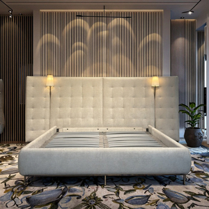 Diseño de marco doble de lujo de tamaño de teca gemelos tapizados el roble importado pequeñas maderas minimalistas inteligente elegante bonita cama de tamaño completo - Product Image 2