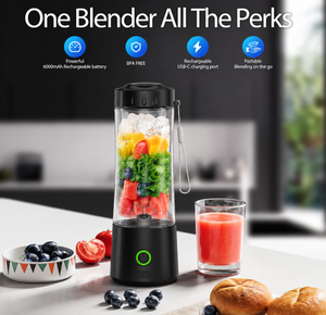 Vaso exprimidor eléctrico portátil sin BPA, licuadora con 6 cuchillas, recargable por USB, para hacer batidos de frutas frescas, ideal para oficina, entrenamiento, picnic. - Product Image 2