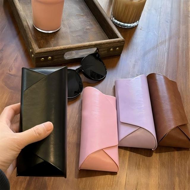 New Retro-style Leather Portable Optical Glasses/sunglasses Case, Available in Multiple Colors