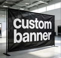 Bannière en maille PVC noire personnalisée avec impression UV synchronisée pour barrière d'exposition extérieure