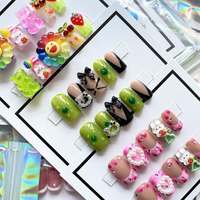 Faux presse sur ongles gothique Y2K presse manuelle sur les ongles réutilisable détachable acrylique fait à la main ongles artificiels avec outil de colle